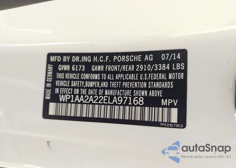 2014 Porsche Cayenne Platinum Edition из США, поврежденный, VIN WP1AA2A22ELA97168